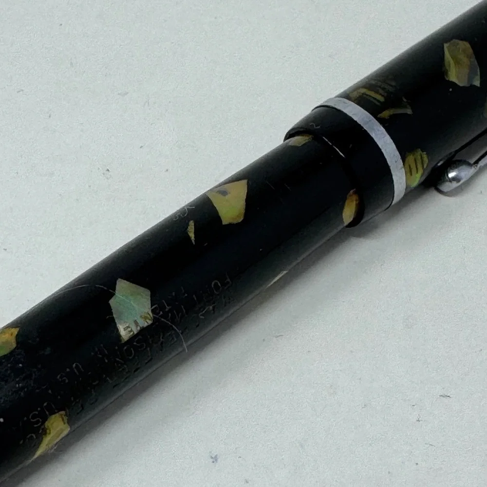 Vintage Sheaffer Jr Fountain Pen‎ Black Abalone Shell Flake Celluloid USA Made